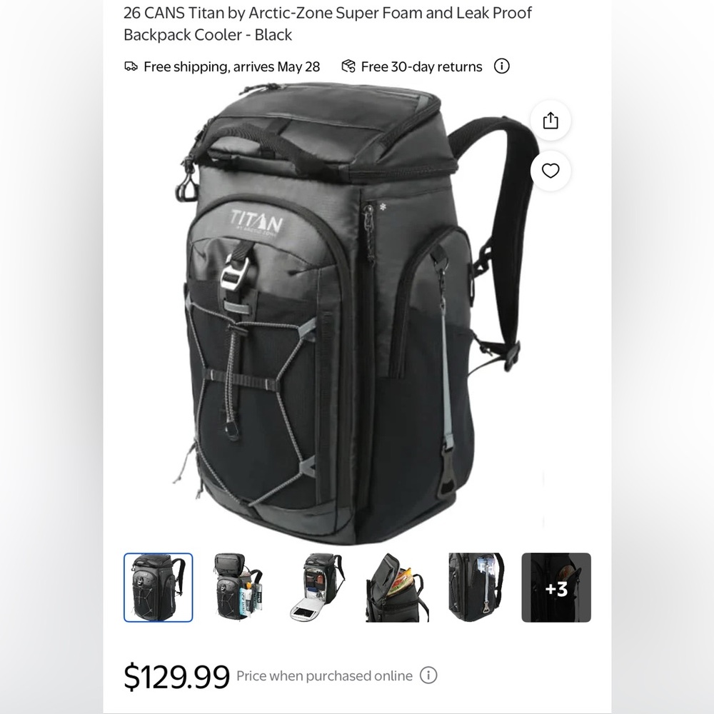 26 CANS Titan by Arctic-Zone Super Foam and Leak Proof Backpack Cooler - Black